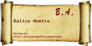 Balics Anetta névjegykártya